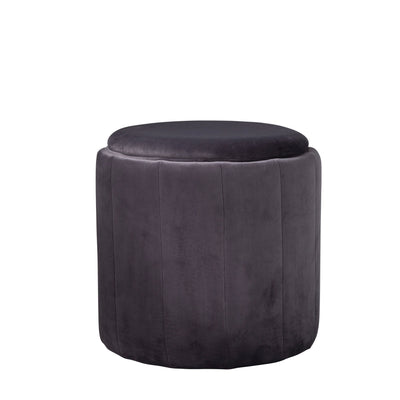 Round Grey Plush Stool