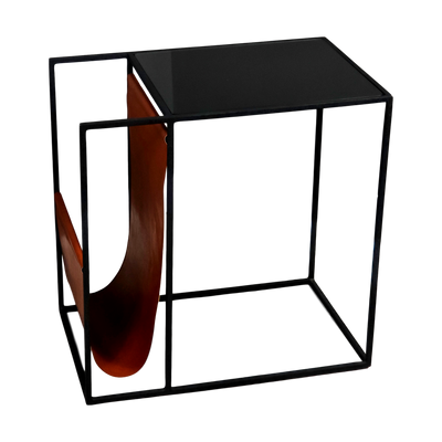 Leather Magazine Holder Side Table