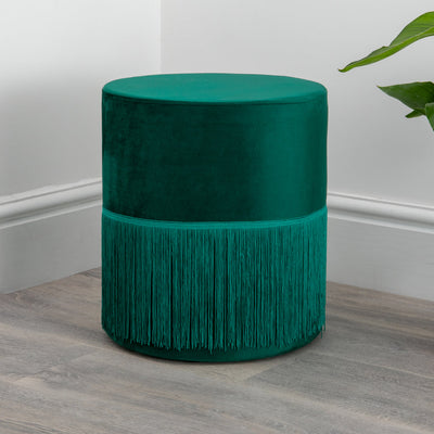 Round Green Tassles Stool
