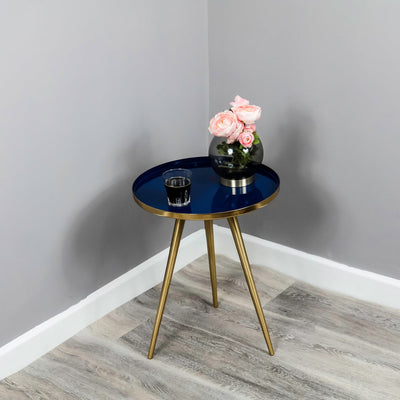 Side Table Blue Enamel Tray