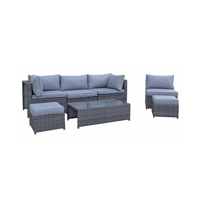 Shelby Outdoor Modular Rattan Sofa Set in Grey