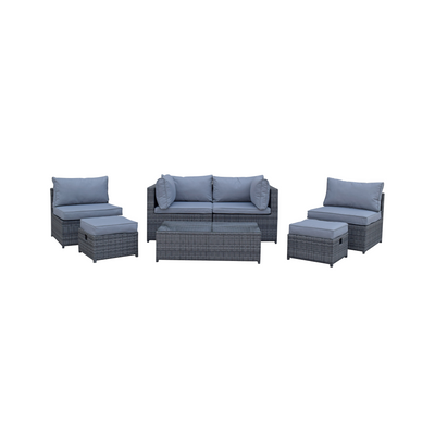Shelby Outdoor Modular Rattan Sofa Set in Grey
