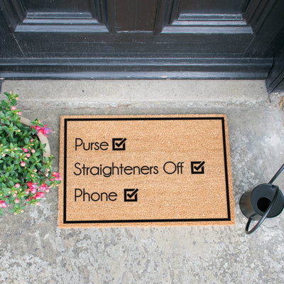 Purse, Straighteners , Phone Doormat