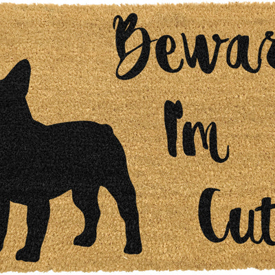 Beware I'm Cute French Bulldog Doormat
