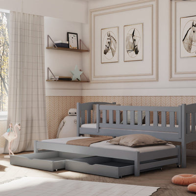 Wooden Double Bed Amelka with Trundle and Storage