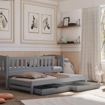 Wooden Double Bed Amelka with Trundle and Storage