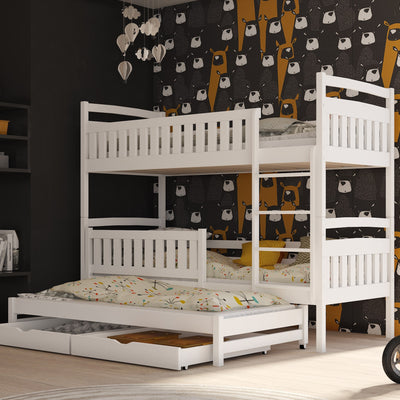 Wooden Bunk Bed Blanka with Trundle and Storage