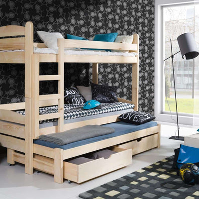 Wooden Bunk Bed Cezar with Trundle and Storage