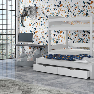 Wooden Bunk Bed Cezar with Trundle and Storage