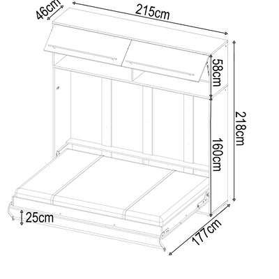CP-04 Horizontal Wall Bed Concept 140cm with Over Bed Unit