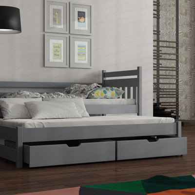 Wooden Double Bed Daniel with Trundle and Storage