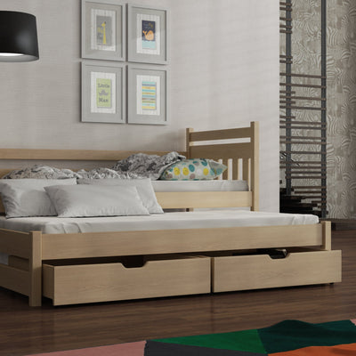 Wooden Double Bed Daniel with Trundle and Storage