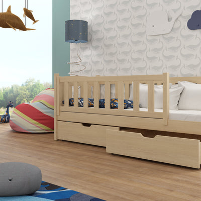 Wooden Single Bed Gucio with Storage