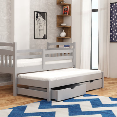 Wooden Double Bed Marcin with Trundle and Storage