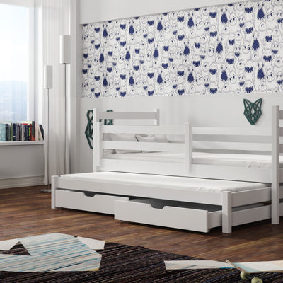 Wooden Double Bed Mondo with Trundle and Storage