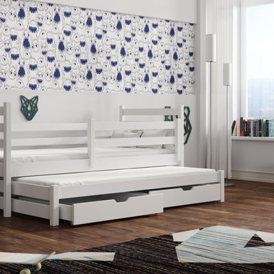 Wooden Double Bed Mondo with Trundle and Storage