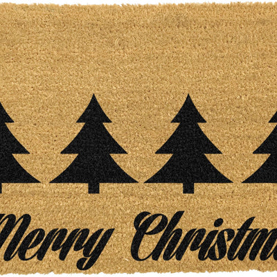 Christmas Trees with Merry Christmas Greeting Doormat