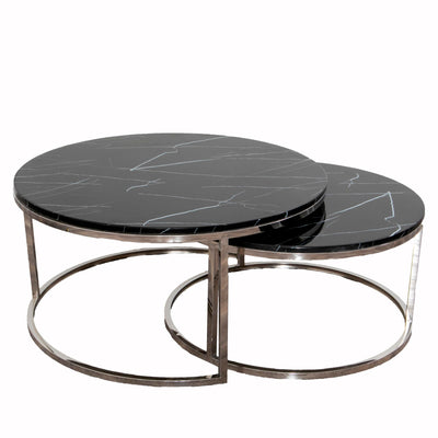 Black Stone Coffee Table - Nest of 2