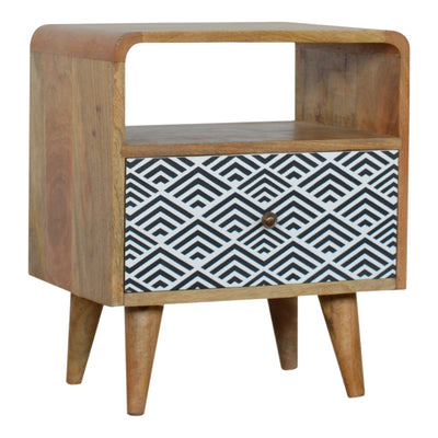 Monochrome Print Bedside with Open Slot