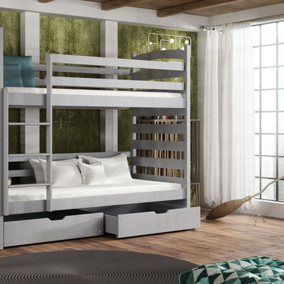 Wooden Bunk Bed Slawek with Storage