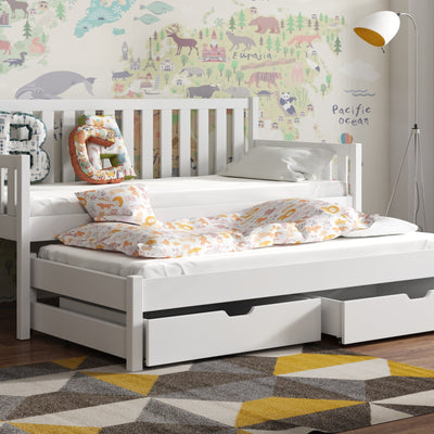 Wooden Double Bed Sofii with Trundle and Storage