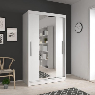 Neomi 01 Sliding Door Wardrobe 120cm in White Matt