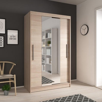 Neomi 01 Sliding Door Wardrobe 120cm in Sonoma Oak