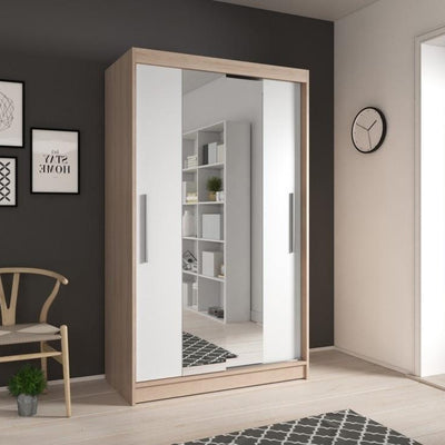 Neomi 01 Sliding Door Wardrobe 120cm in Sonoma Oak