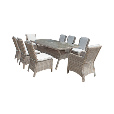 Sander Outdoor Rectangle Dining Table with 6 Chairs in Grey