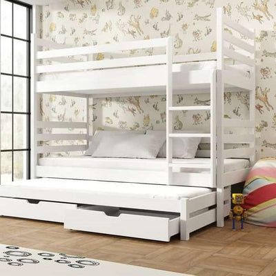 Wooden Bunk Bed Tomi with Trundle and Storage